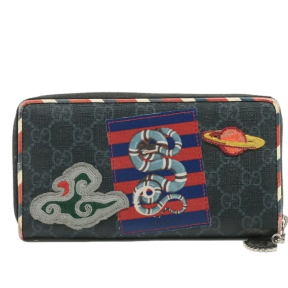Authentic Gucci GG Supreme Round Zip Wallet Peel Off the Perimeter